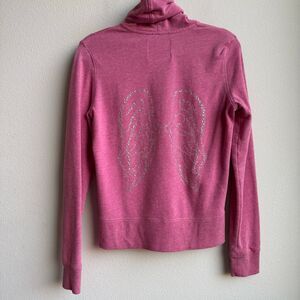 Victoria’s Secret Angel Wings Zip Hoodie Pink Sequin Back Medium Y2K Rhinestone